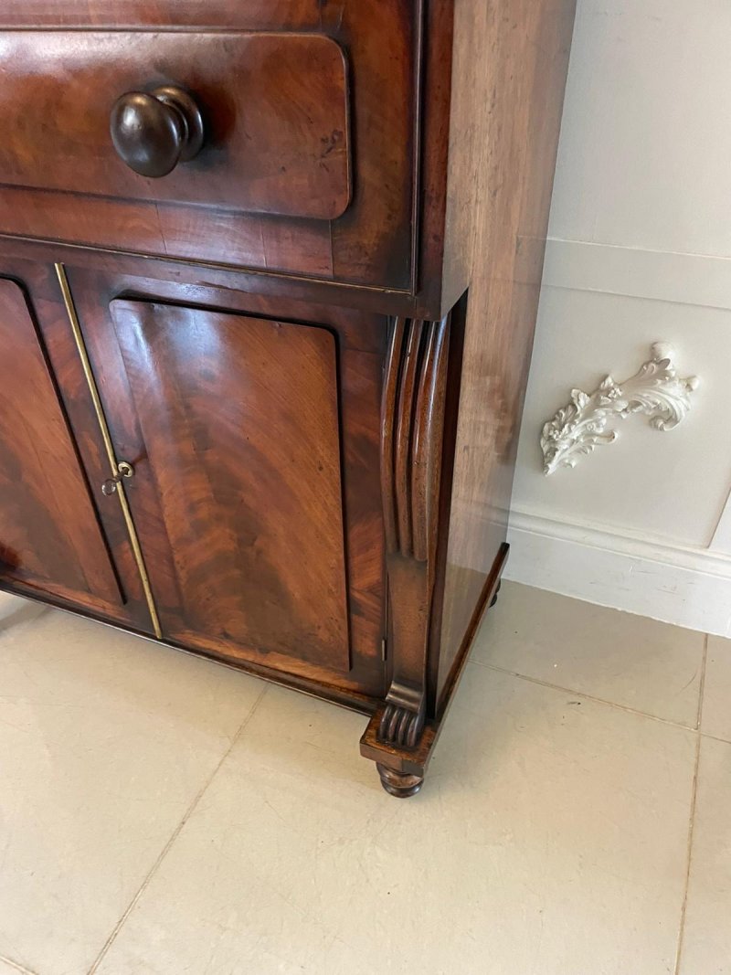 Small Antique Regency Quality Figured Mahogany Secretaire Bookcase - Image 13